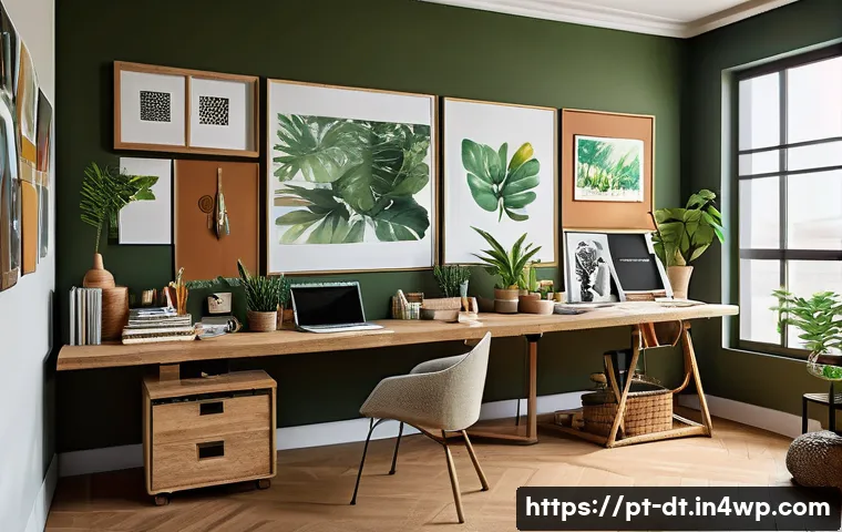 창작자 레지던시 신청을 위한 개인 브랜딩 - A professional artist’s creative workspace in a modern Brazilian studio, featuring a vibrant color p...